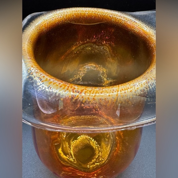 MCM Flashed On Marigold Glass  Hat Vase 7” Flange Top Vintage - Picture 6 of 16